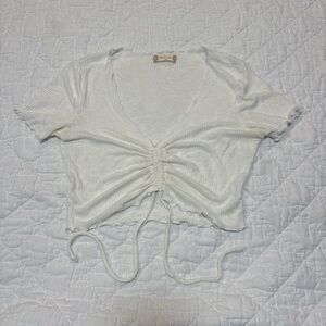 Altar'd State Cream Ruched Crop Top